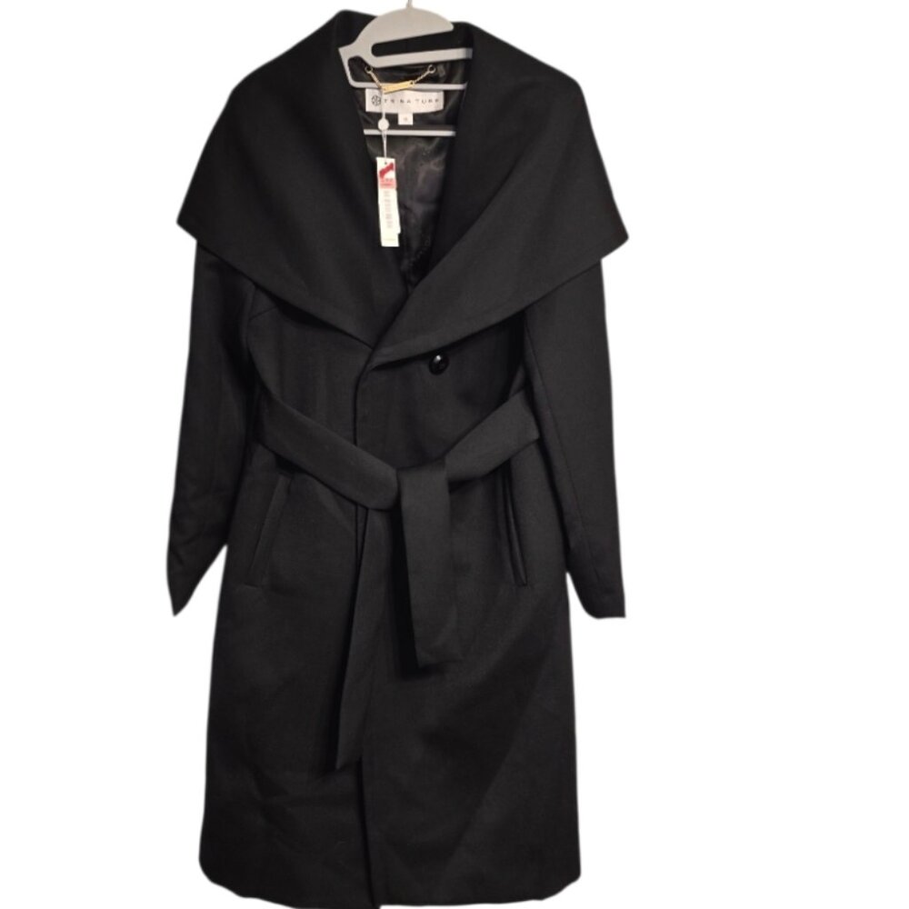 Trina Turk Ali Gabardine Wrap Coat Quiet Luxury Wool Jacket 10 NWT